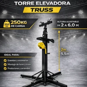 Torre Elevadora 260KG 6MT Truss Bull + Adaptador Truss